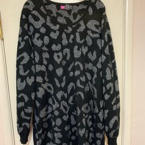 Metallic Leopard Print Sweater Dress